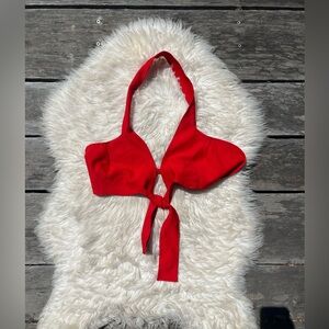 Red Custom Tie Multi Ways of Wear Bikini Bandeau Top